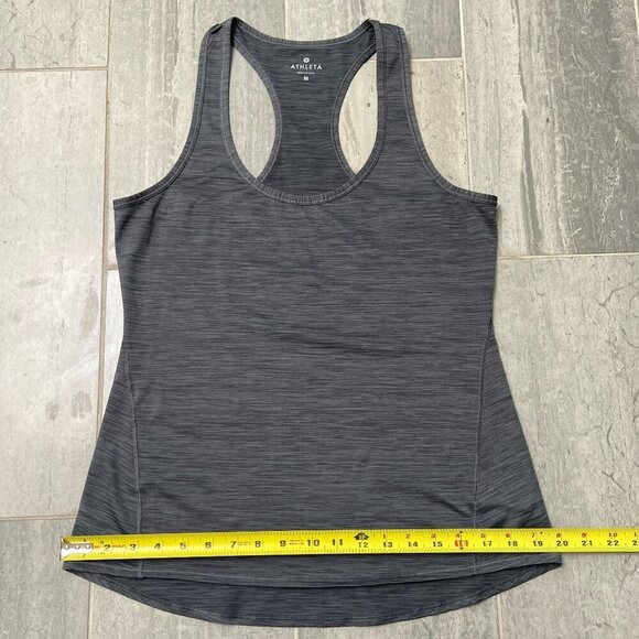 Athleta Shadow Stripe Chi Racerback Tank Top Gray Size Medium - Picture 7 of 10